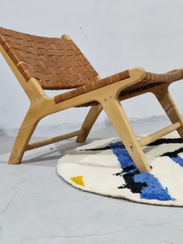 Hand knotted round area rug for modern interiors