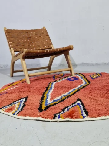 Artisan round Moroccan statement rug 5 ft