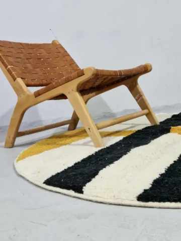 Statement Moroccan round rug with bold abstract design